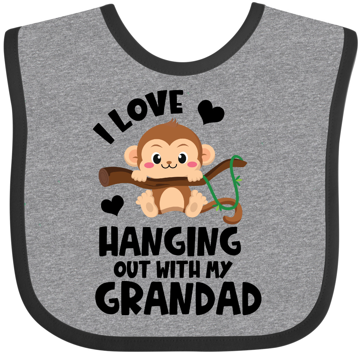 Inktastic Monkey I Love Hanging Out With My Grandad Baby Bib Grandpa Sibling Jmg - Picture 2 of 10