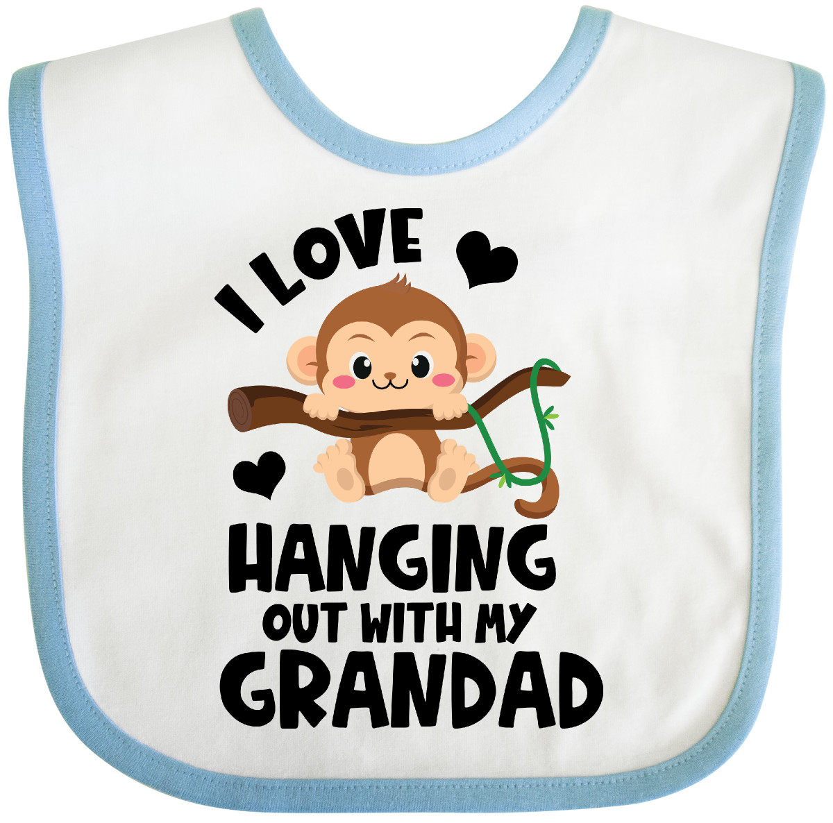 Inktastic Monkey I Love Hanging Out With My Grandad Baby Bib Grandpa Sibling Jmg - Picture 6 of 10