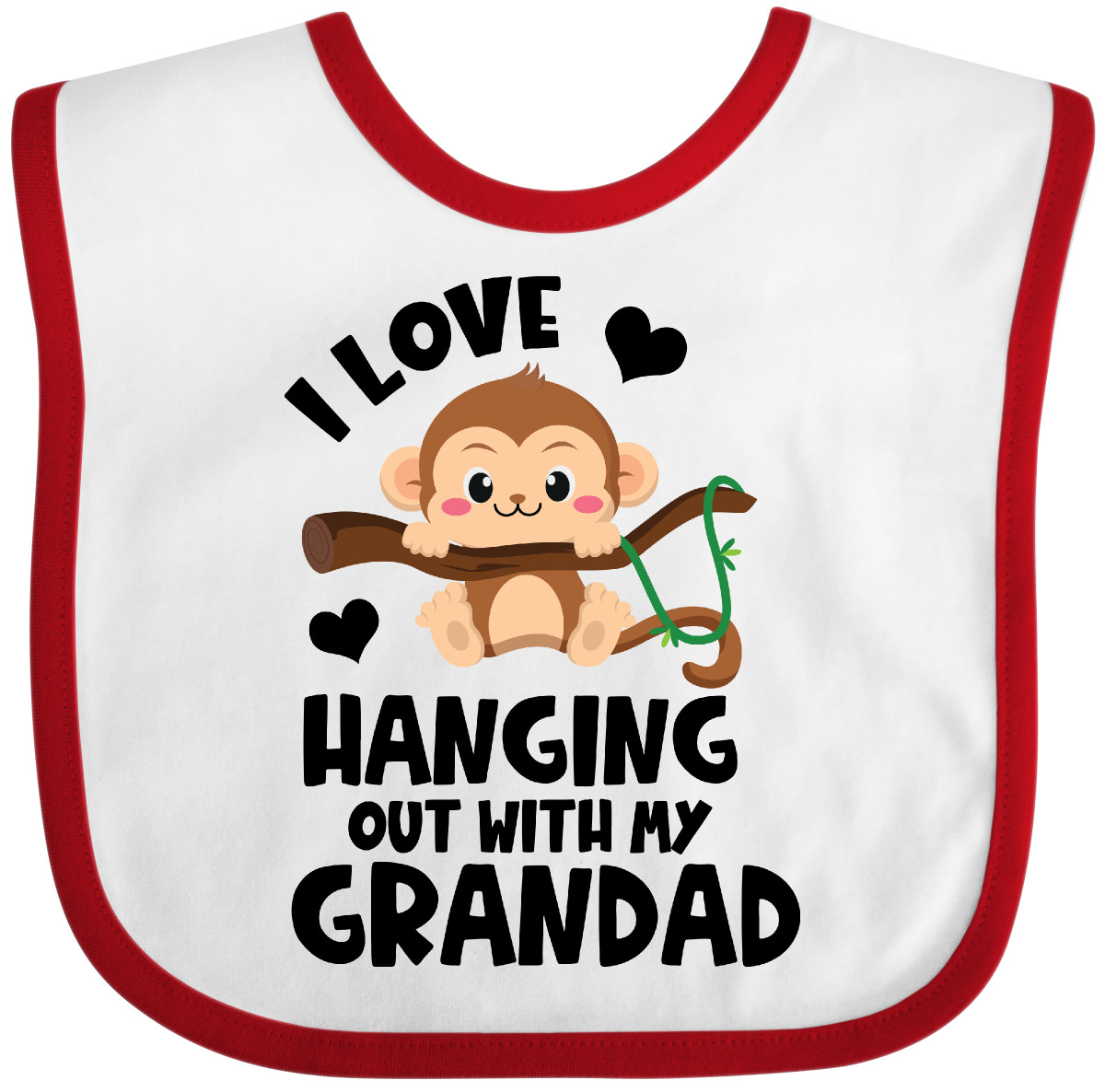 Inktastic Monkey I Love Hanging Out With My Grandad Baby Bib Grandpa Sibling Jmg - Picture 9 of 10
