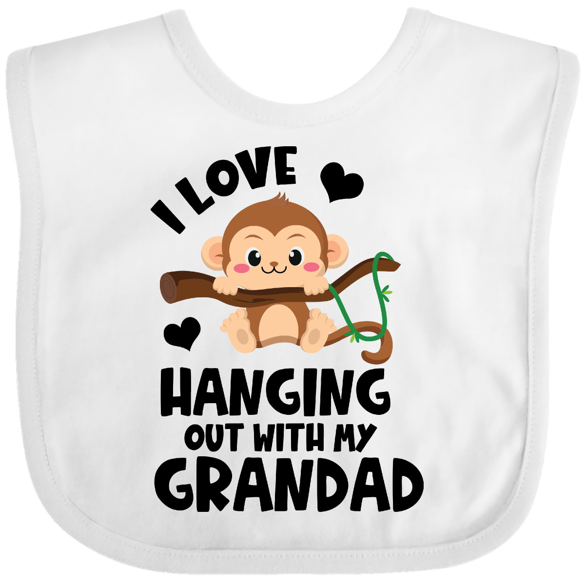 Inktastic Monkey I Love Hanging Out With My Grandad Baby Bib Grandpa Sibling Jmg - Picture 5 of 10