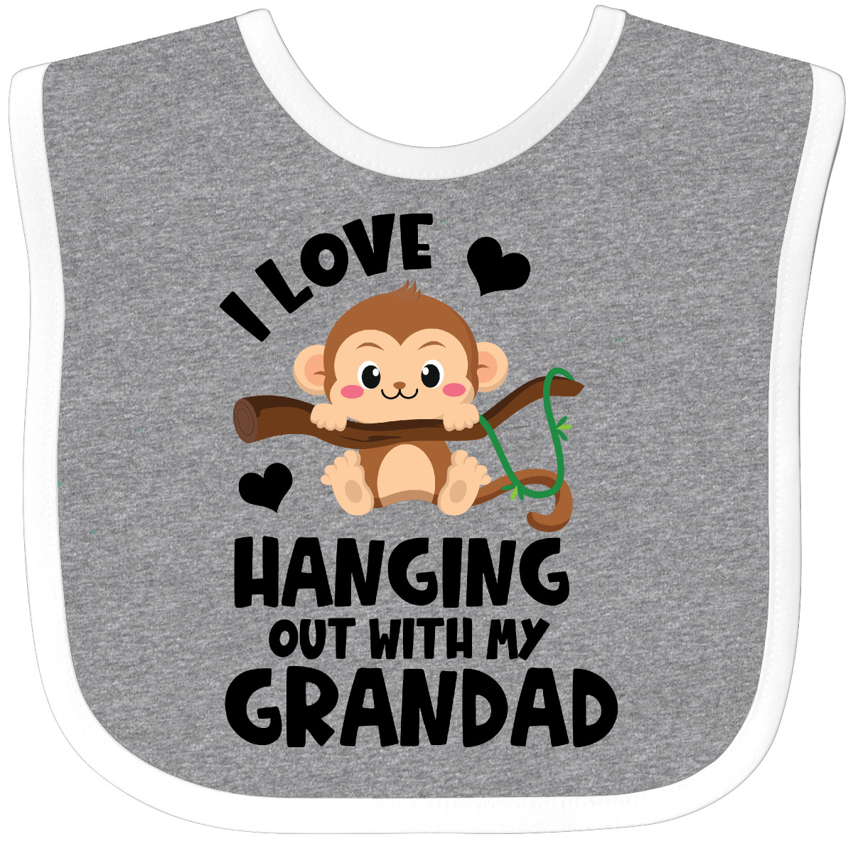 Inktastic Monkey I Love Hanging Out With My Grandad Baby Bib Grandpa Sibling Jmg - Picture 3 of 10