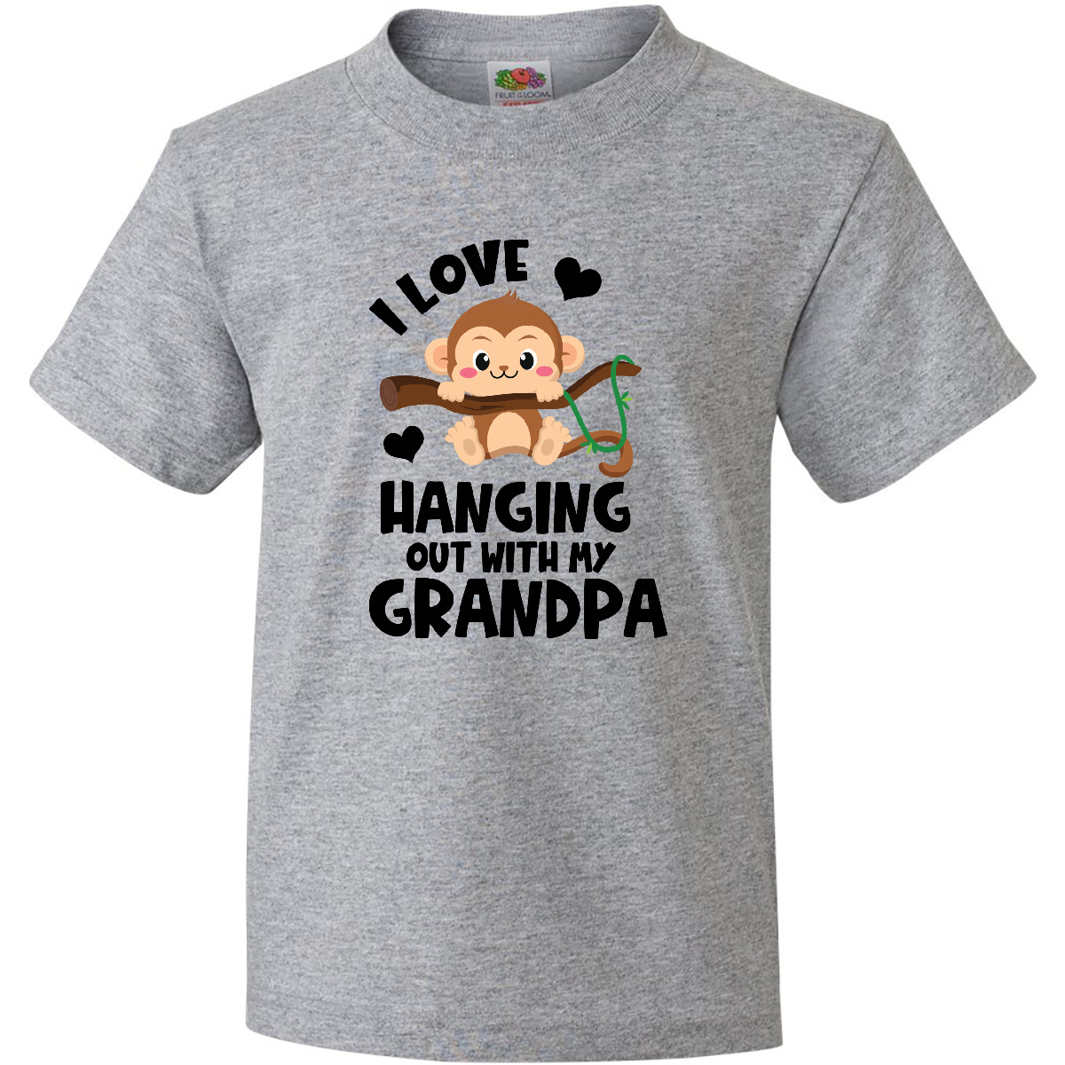 Inktastic Monkey I Love Hanging Out With My Grandpa Youth T-Shirt Sibling Jmg - Picture 3 of 8