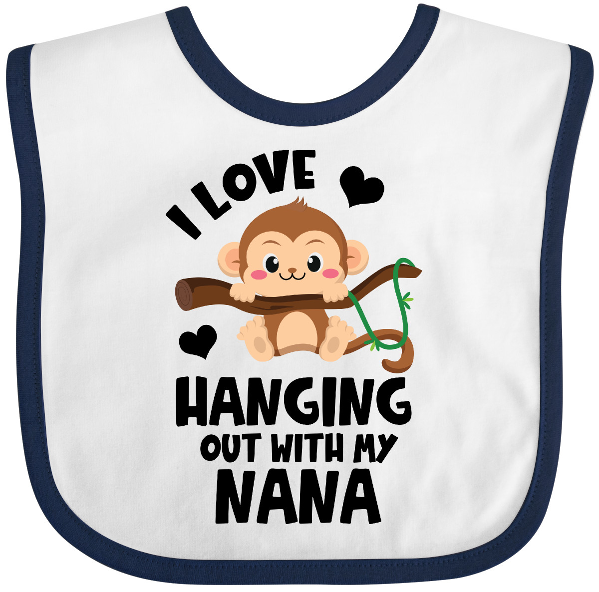 Inktastic Monkey I Love Hanging Out With My Nana Baby Bib Grandma Sibling Infant - Picture 8 of 11
