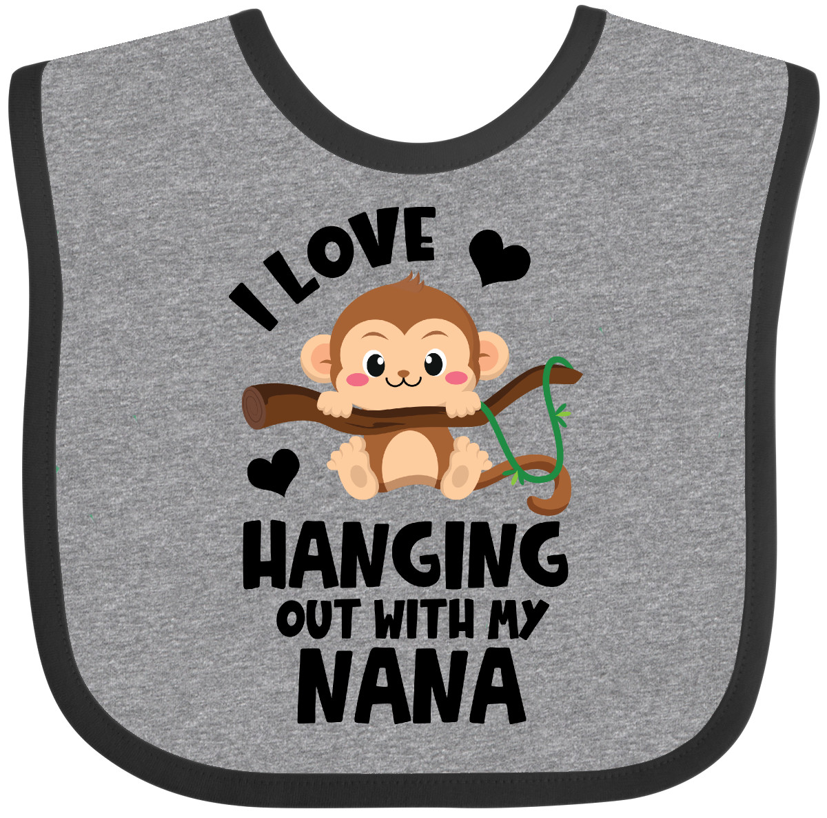 Inktastic Monkey I Love Hanging Out With My Nana Baby Bib Grandma Sibling Infant - Picture 3 of 11