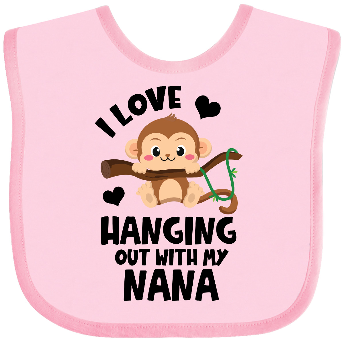 Inktastic Monkey I Love Hanging Out With My Nana Baby Bib Grandma Sibling Infant - Picture 4 of 11