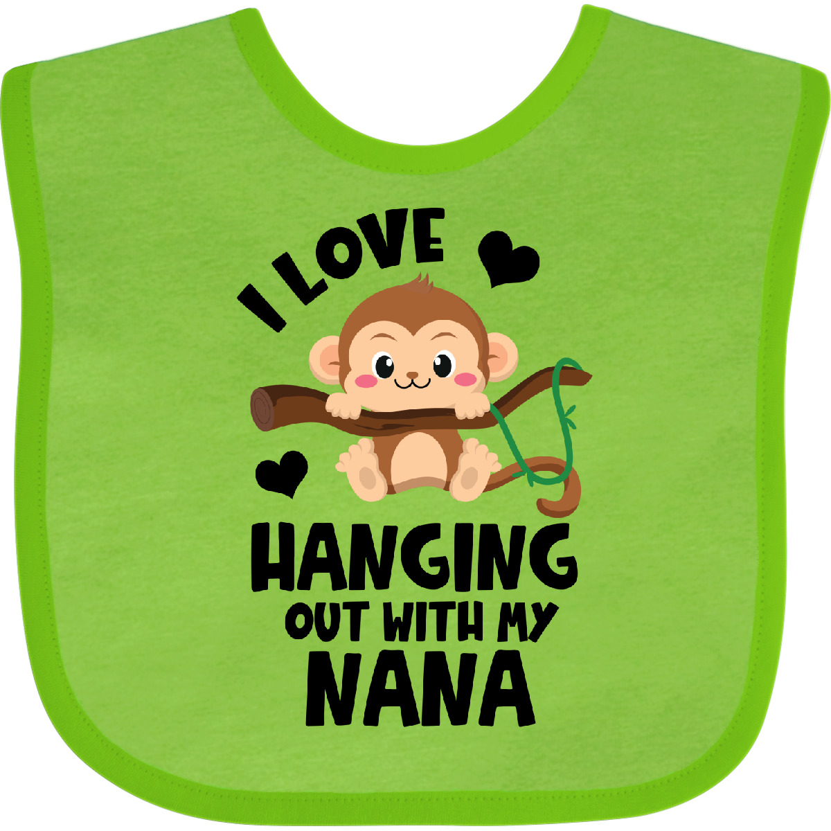 Inktastic Monkey I Love Hanging Out With My Nana Baby Bib Grandma Sibling Infant - Picture 2 of 11
