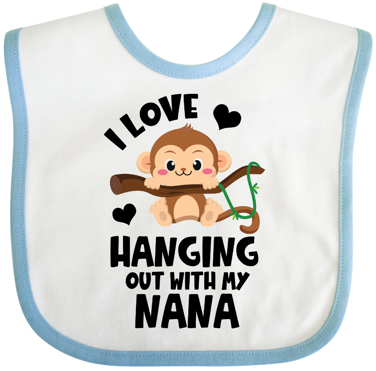 Inktastic Monkey I Love Hanging Out With My Nana Baby Bib Grandma Sibling Infant - Picture 7 of 11