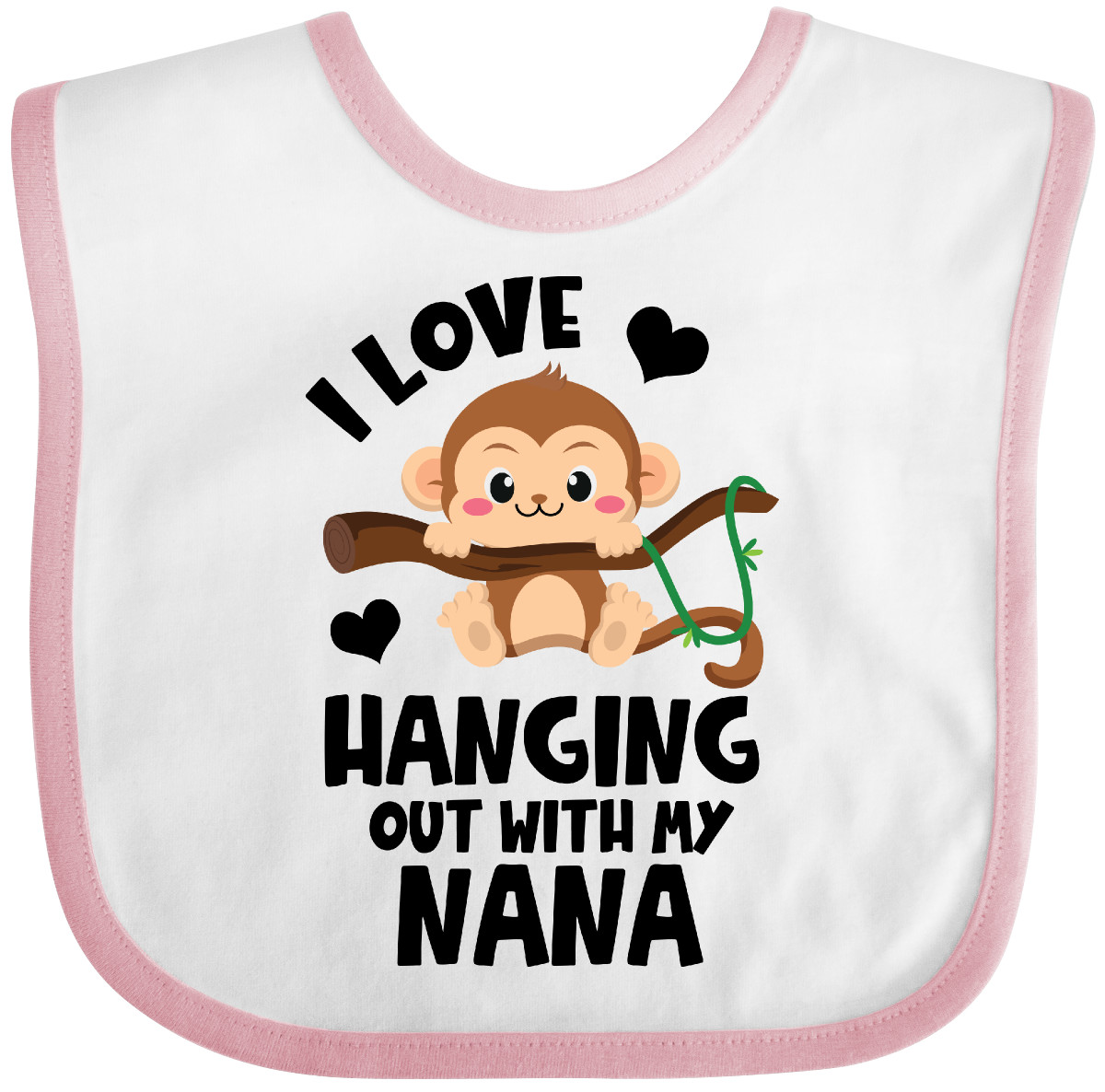 Inktastic Monkey I Love Hanging Out With My Nana Baby Bib Grandma Sibling Infant - Picture 9 of 11