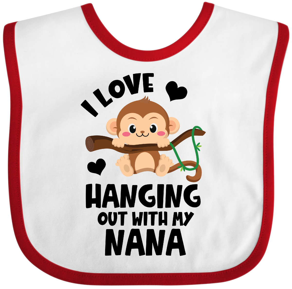 Inktastic Monkey I Love Hanging Out With My Nana Baby Bib Grandma Sibling Infant - Picture 10 of 11