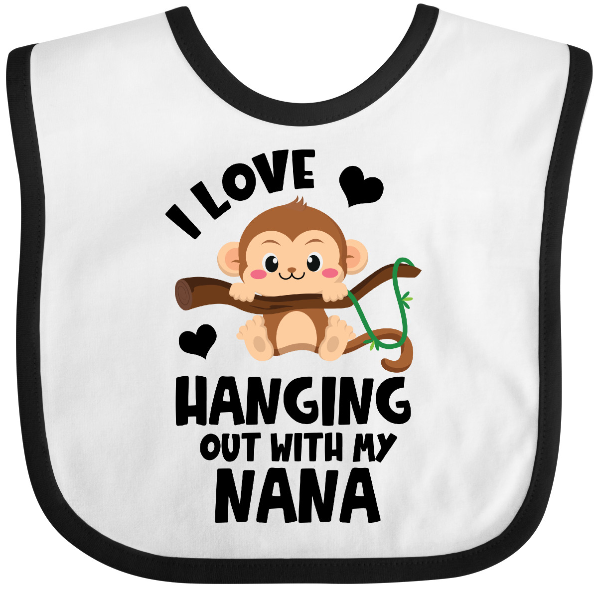 Inktastic Monkey I Love Hanging Out With My Nana Baby Bib Grandma Sibling Infant - Picture 6 of 11