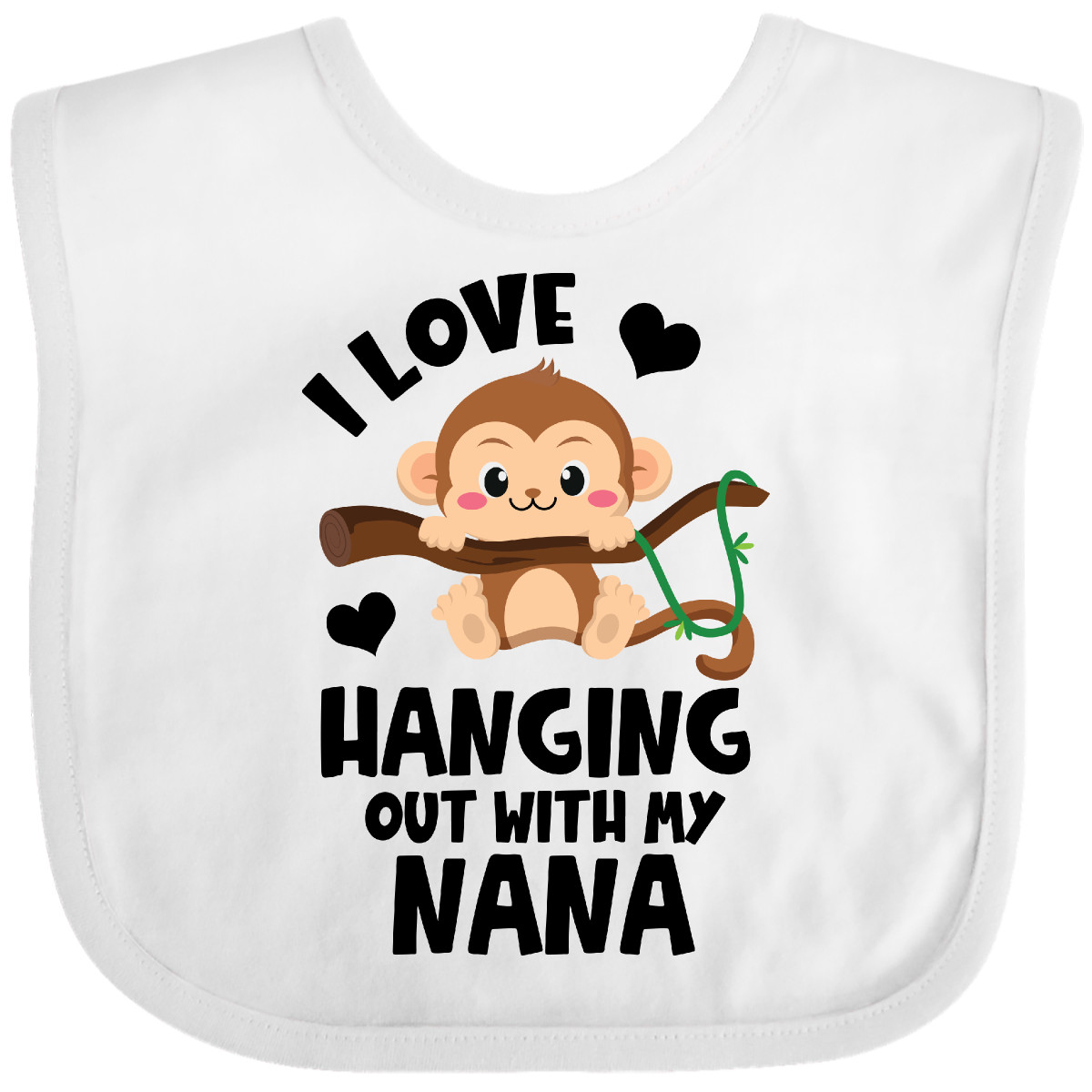 Inktastic Monkey I Love Hanging Out With My Nana Baby Bib Grandma Sibling Infant - Picture 5 of 11