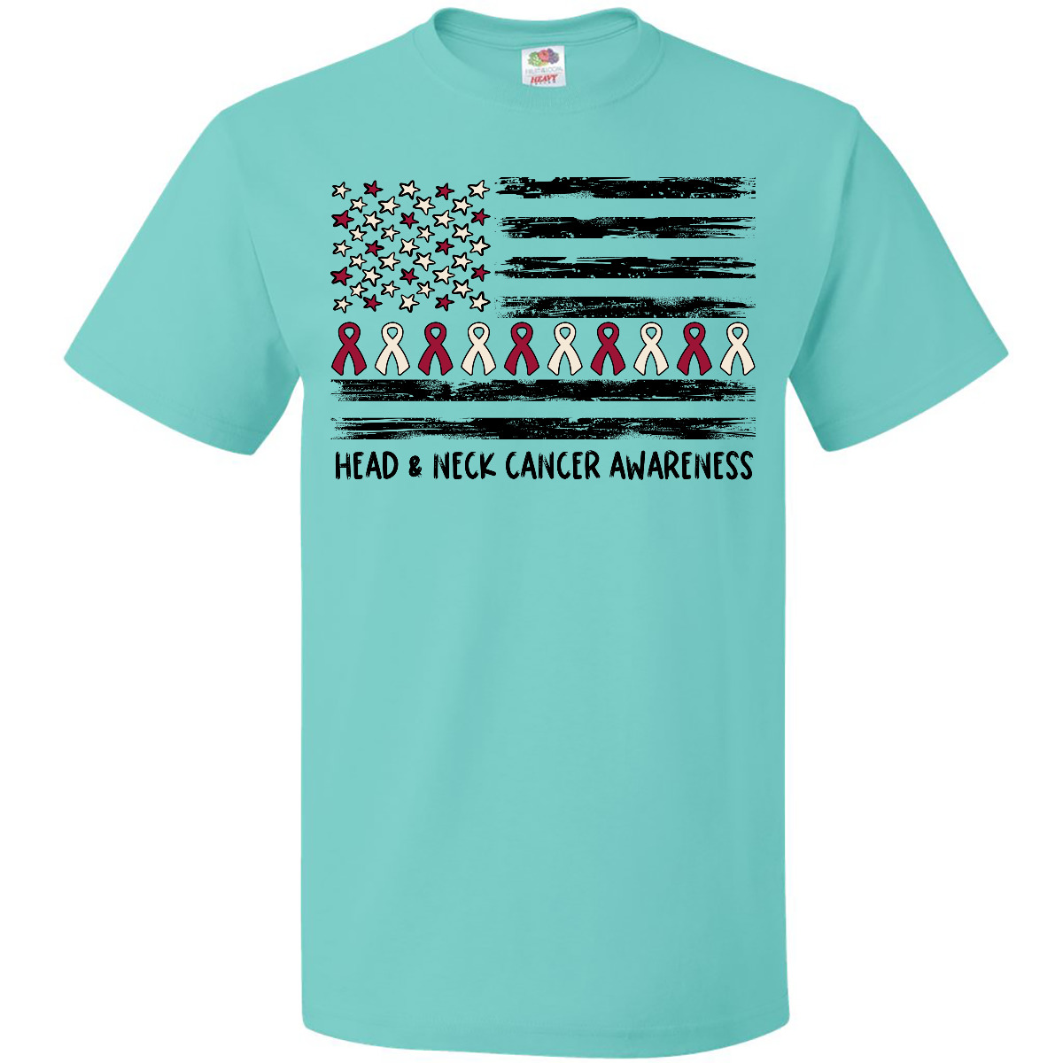 Inktastic Head And Neck Cancer Awareness- Flag And Ribbon T-Shirt Support Family