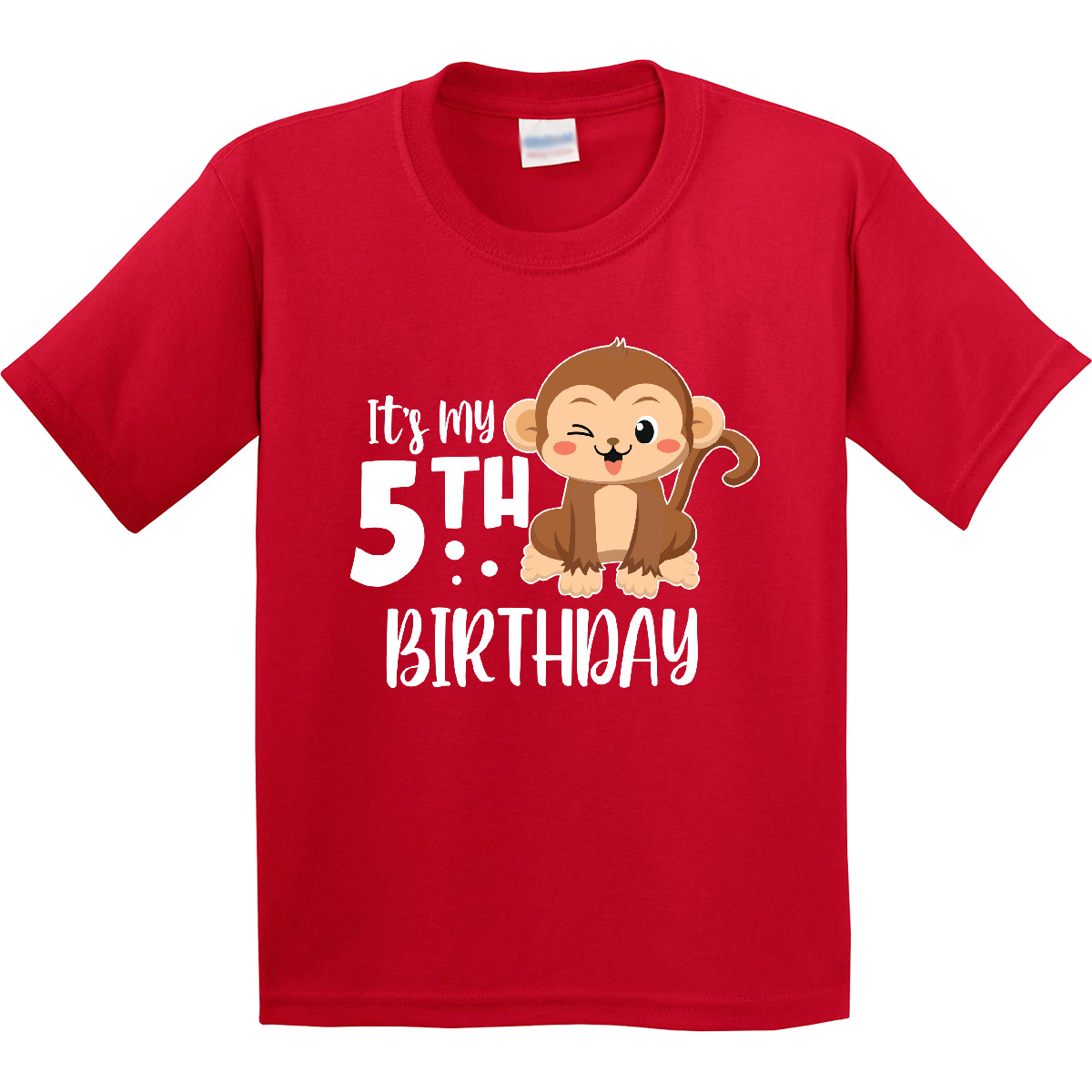 Inktastic Monkey Its My 5th Birthday Youth T-Shirt Birthdays Fifth Happy Cute - Picture 7 of 10