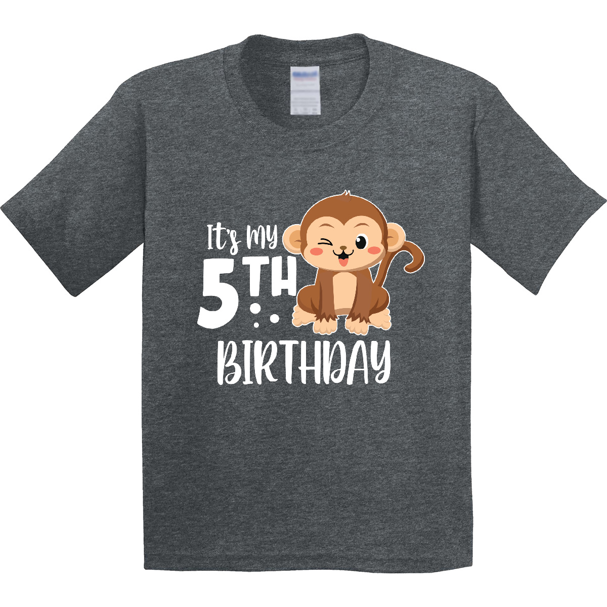 Inktastic Monkey Its My 5th Birthday Youth T-Shirt Birthdays Fifth Happy Cute - Picture 8 of 10