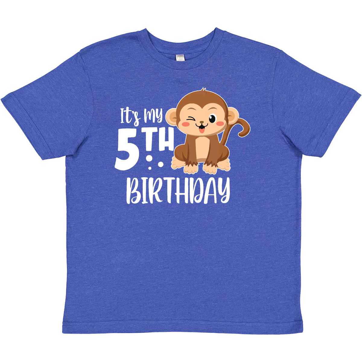 Inktastic Monkey Its My 5th Birthday Youth T-Shirt Birthdays Fifth Happy Cute - Picture 10 of 10