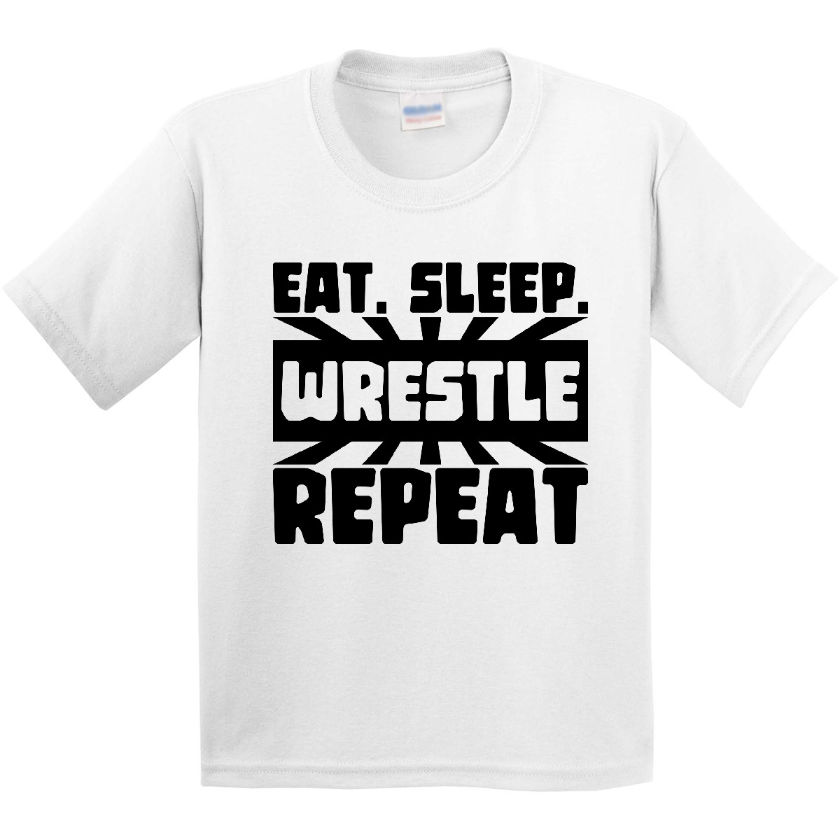 Inktastic Eat, Sleep, Wrestle, Repeat Youth T-Shirt Sports Practice Train Funny - Picture 7 of 7