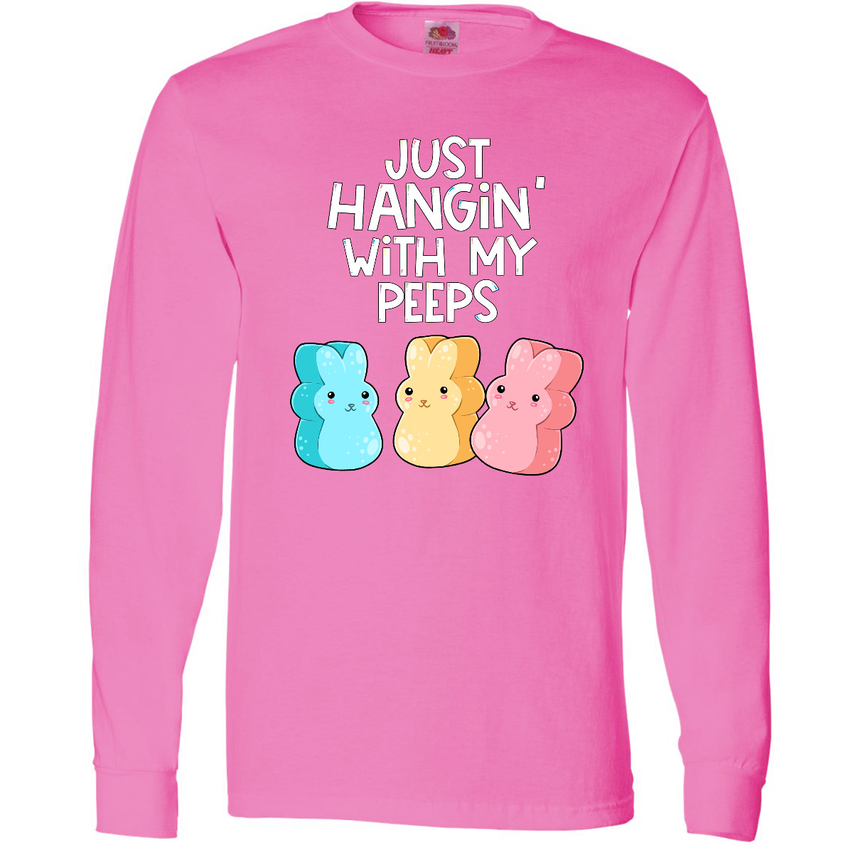 Inktastic Easter Hangin' With My Peeps! Long Sleeve T-Shirt Kids Cute Funny Mens - Picture 2 of 8
