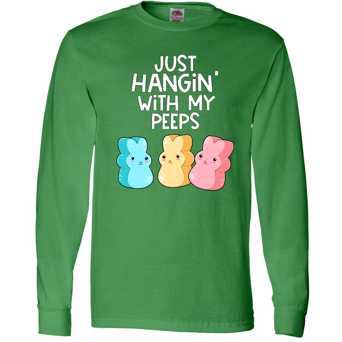 Inktastic Easter Hangin' With My Peeps! Long Sleeve T-Shirt Kids Cute Funny Mens - Picture 7 of 8