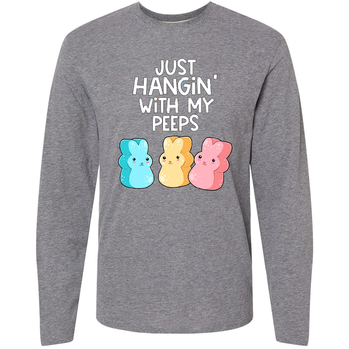 Inktastic Easter Hangin' With My Peeps! Long Sleeve T-Shirt Kids Cute Funny Mens - Picture 6 of 8