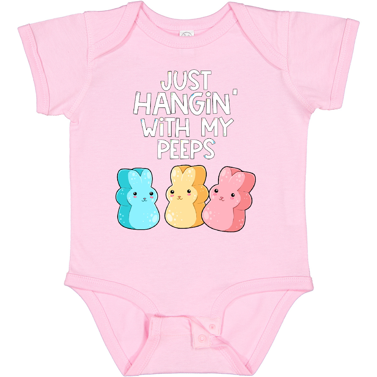 Inktastic Easter Hangin' With My Peeps! Baby Bodysuit Kids Cute Funny Bunny - Picture 20 of 29