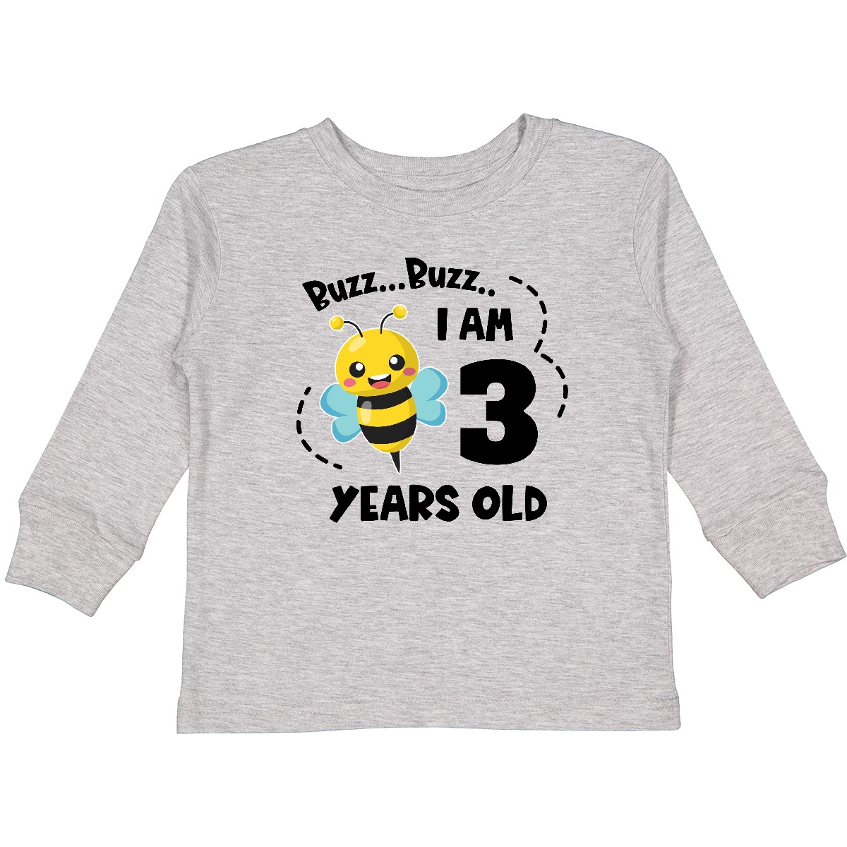 Inktastic Buzz Buzz Ich bin 3 Jahre alt süße Biene Kleinkind Langarm T-Shirt drei - Bild 4 von 8