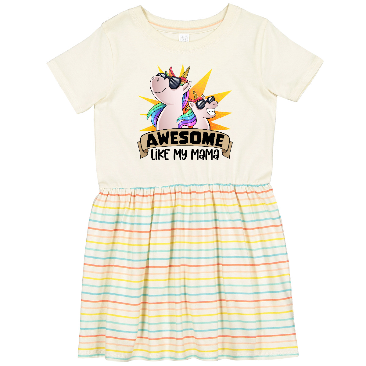Inktastic Awesome Like My Mama Cute Unicorn Family In Sunglasses Toddler Dress - Bild 4 von 7
