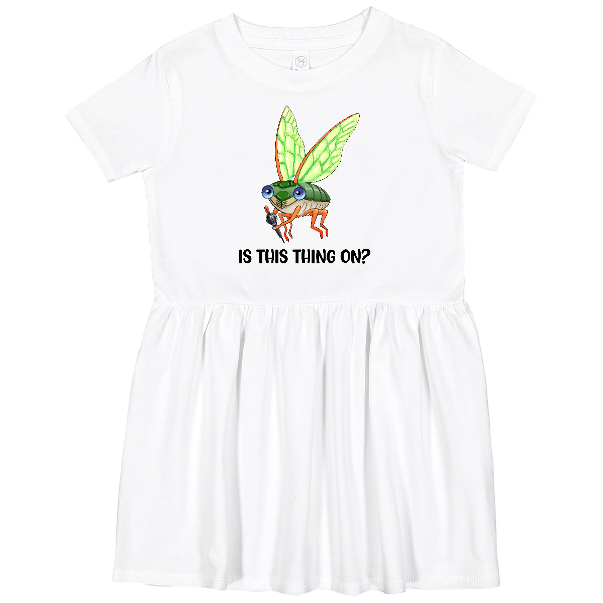 Inktastic Is This Thing On? Cute Cicada With Microphone Toddler Dress Animals