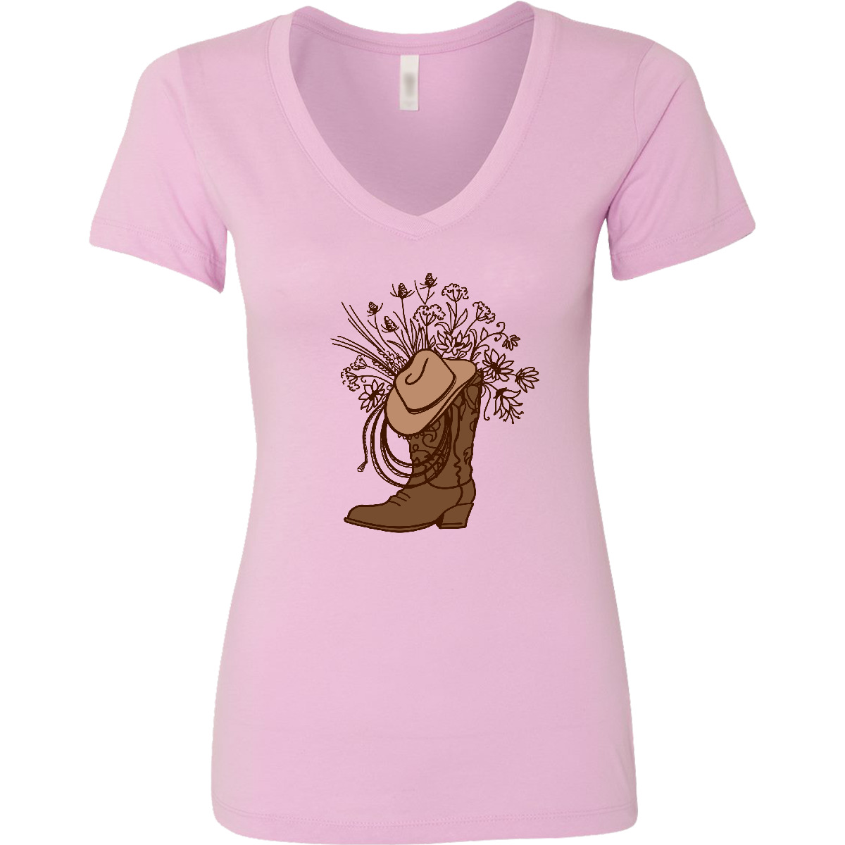 Inktastic Cowgirl Rodeo Western Boot Women’s V-Neck T-Shirt Future Clothing Tees