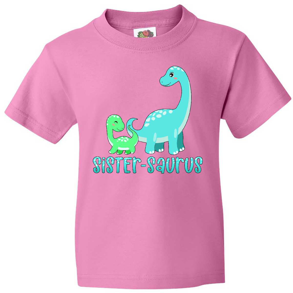 Inktastic Sister-saurus Cute Brontosaurus Family Youth T-Shirt Siblings Kids Kid - Picture 2 of 9