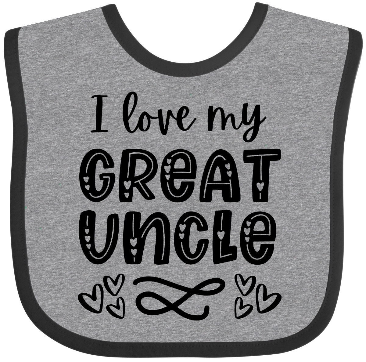 Inktastic I Love My Great Uncle With Hearts Baby Bib Grand Great-niece New Kids - Picture 2 of 11