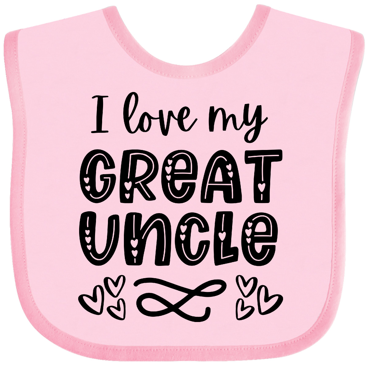 Inktastic I Love My Great Uncle With Hearts Baby Bib Grand Great-niece New Kids - Picture 4 of 11