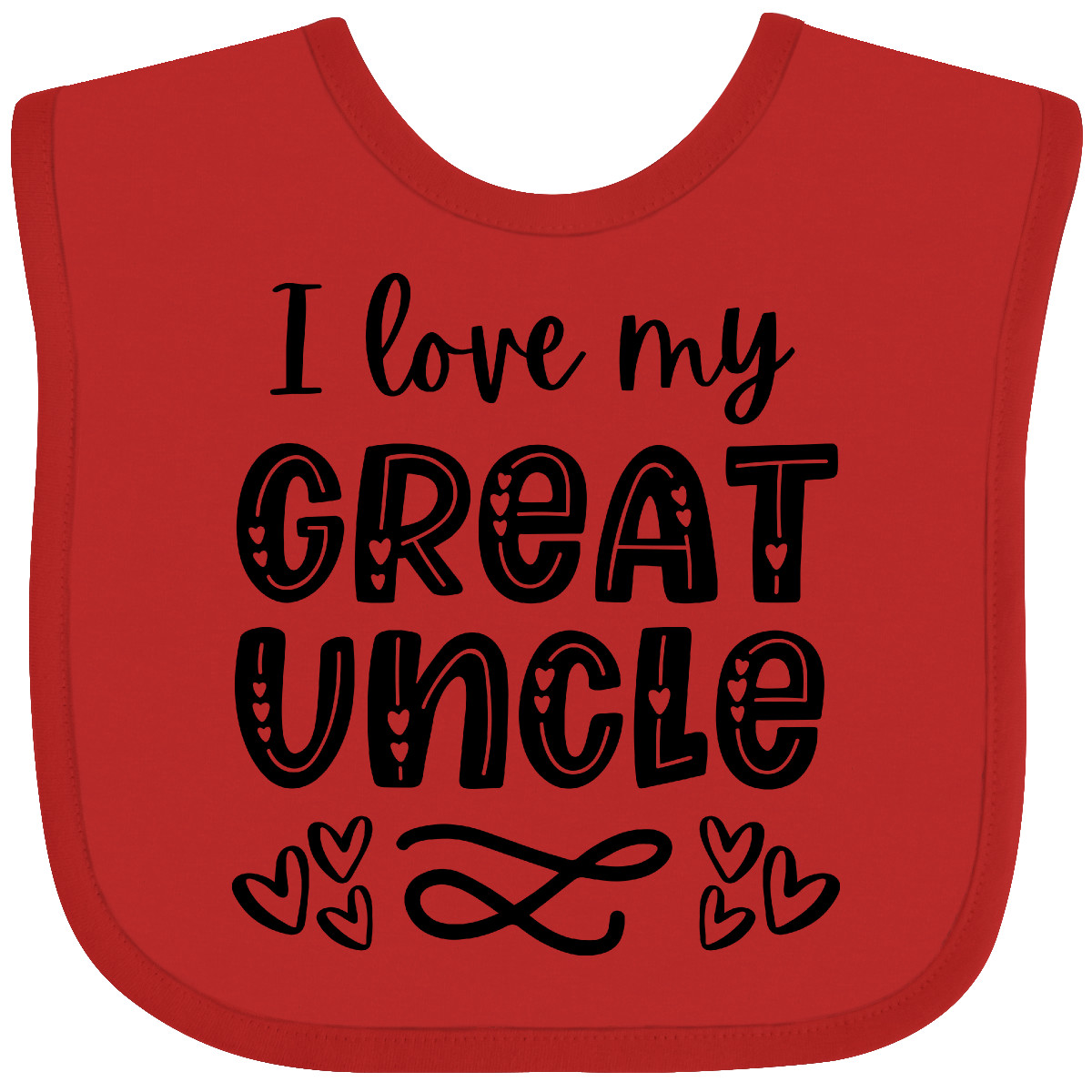 Inktastic I Love My Great Uncle With Hearts Baby Bib Grand Great-niece New Kids - Picture 5 of 11