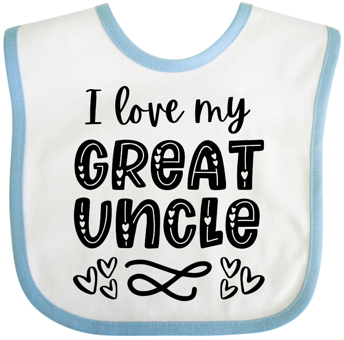Inktastic I Love My Great Uncle With Hearts Baby Bib Grand Great-niece New Kids - Picture 8 of 11