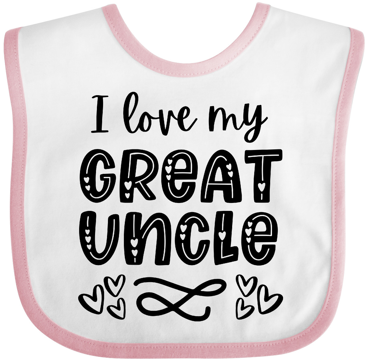 Inktastic I Love My Great Uncle With Hearts Baby Bib Grand Great-niece New Kids - Picture 10 of 11