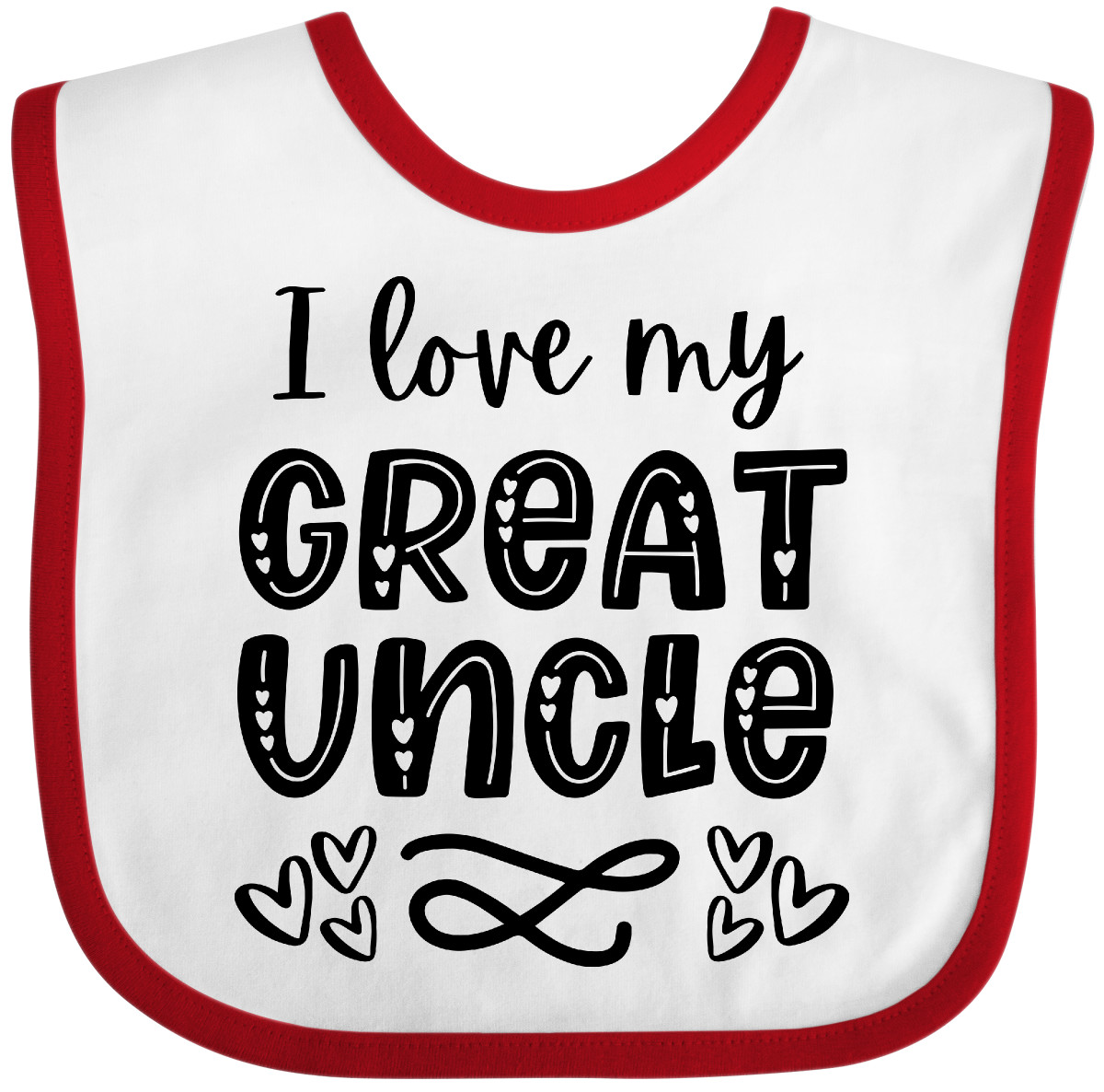 Inktastic I Love My Great Uncle With Hearts Baby Bib Grand Great-niece New Kids - Picture 11 of 11