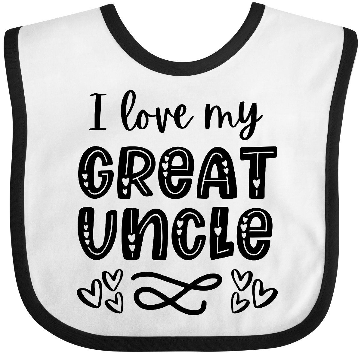 Inktastic I Love My Great Uncle With Hearts Baby Bib Grand Great-niece New Kids - Picture 7 of 11