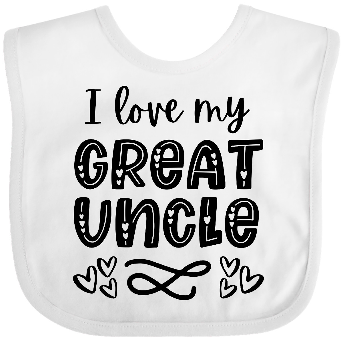 Inktastic I Love My Great Uncle With Hearts Baby Bib Grand Great-niece New Kids - Picture 6 of 11