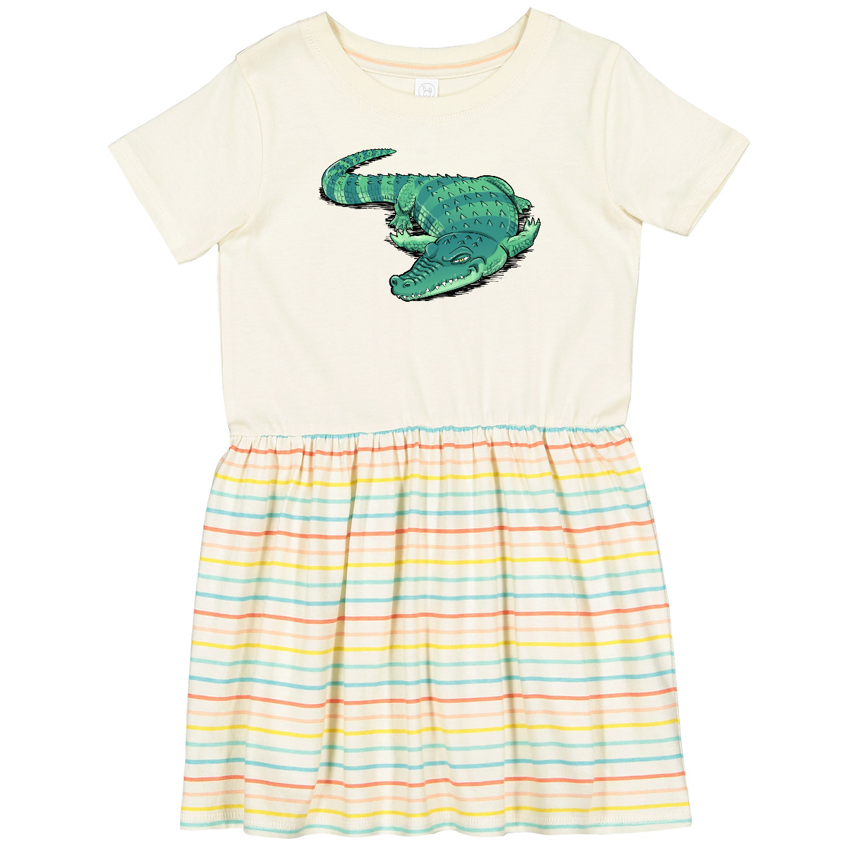 Inktastic Cute Sleepy Alligator Green Alligator Design Toddler Dress Animals Fun - Picture 4 of 7