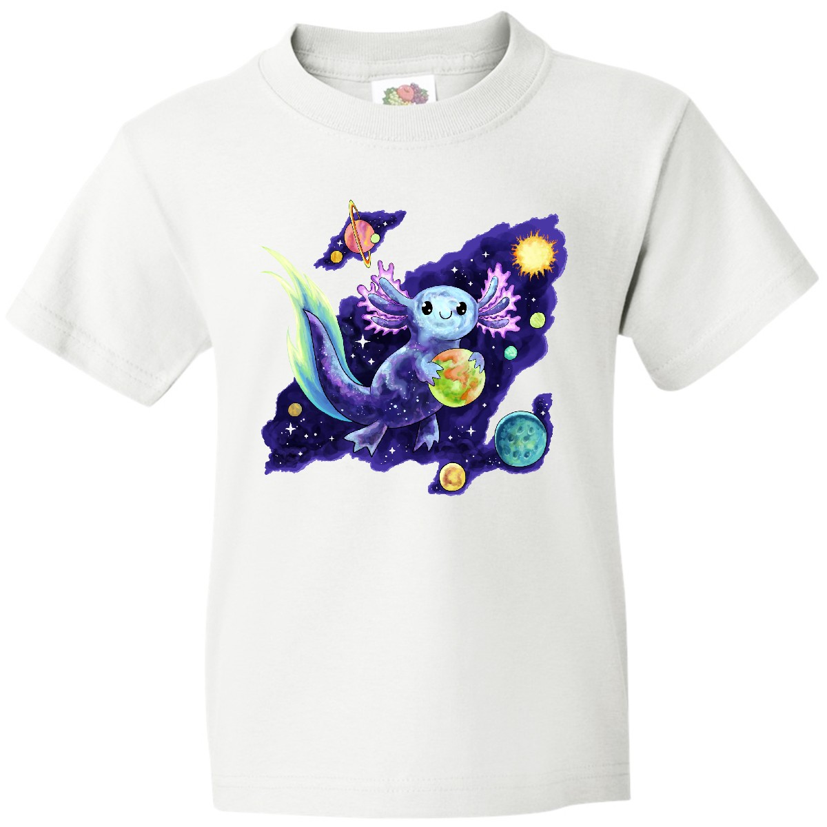 Inktastic Galaxolotl Cute Purple Space Axolotl Galaxy Design Youth T-Shirt Pun - Picture 7 of 7