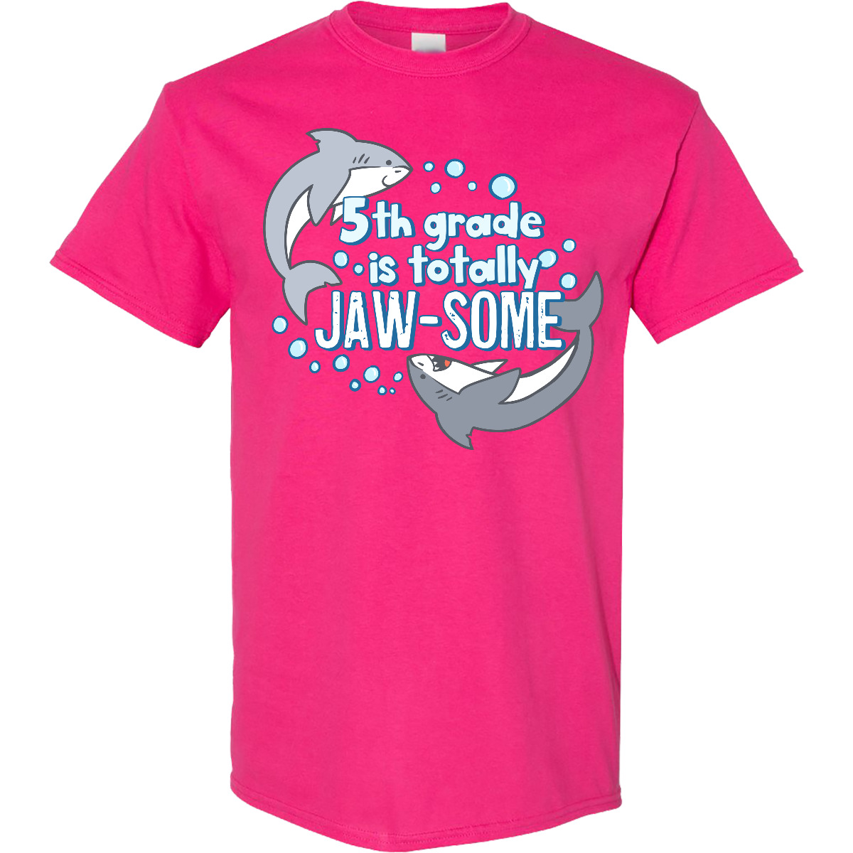 Inktastic 5th Grade Is JAW-some Sharks T-Shirt Pun Funny Humor Student Fifth