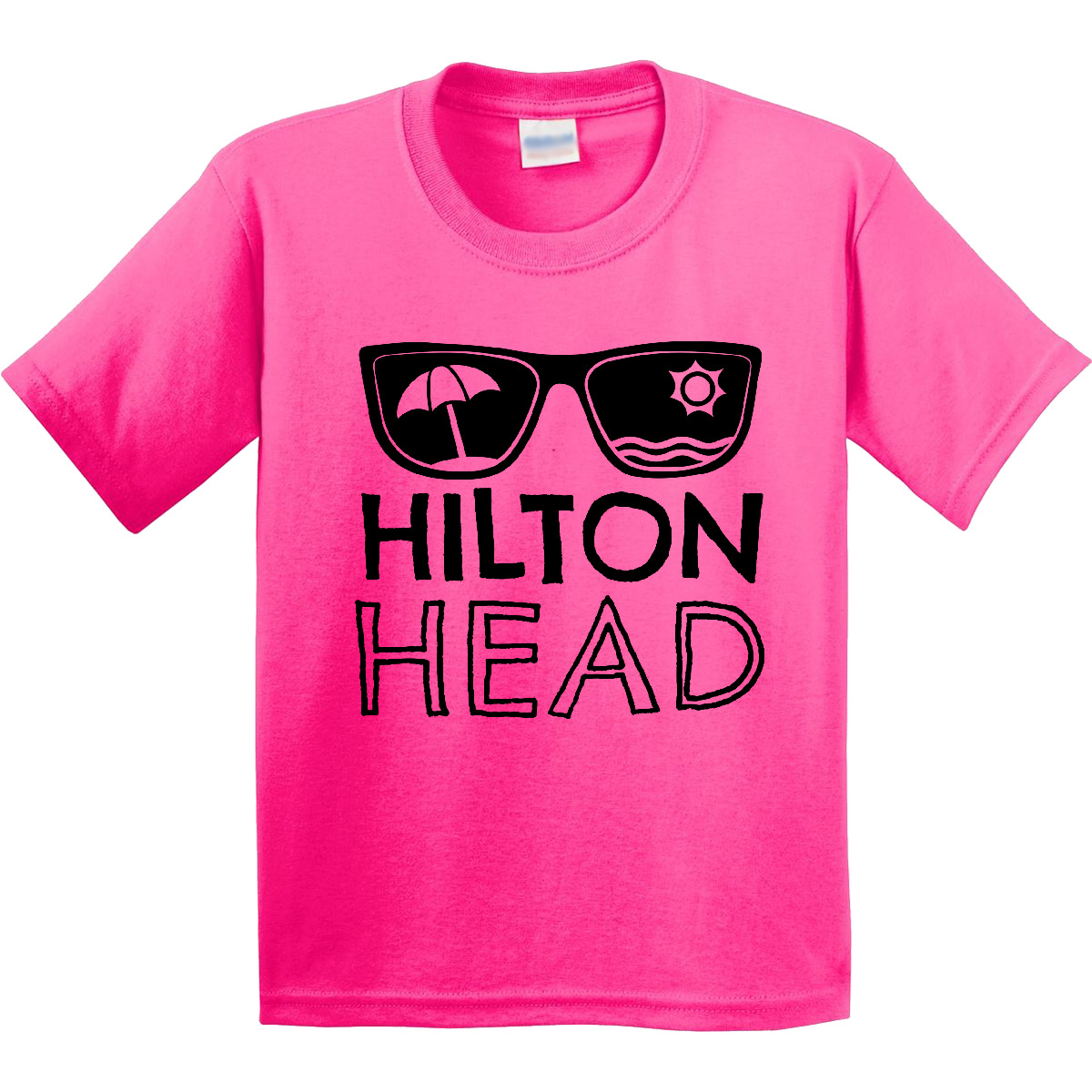 Inktastic Hilton Head Sunglasses With Umbrella And Sun Youth T-Shirt Summer Swim - Picture 4 of 7