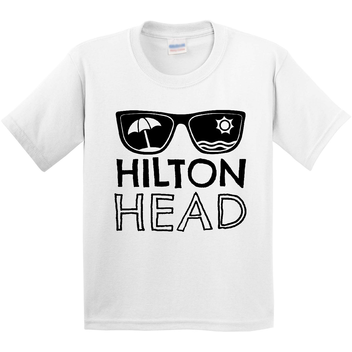 Inktastic Hilton Head Sunglasses With Umbrella And Sun Youth T-Shirt Summer Swim - Picture 7 of 7