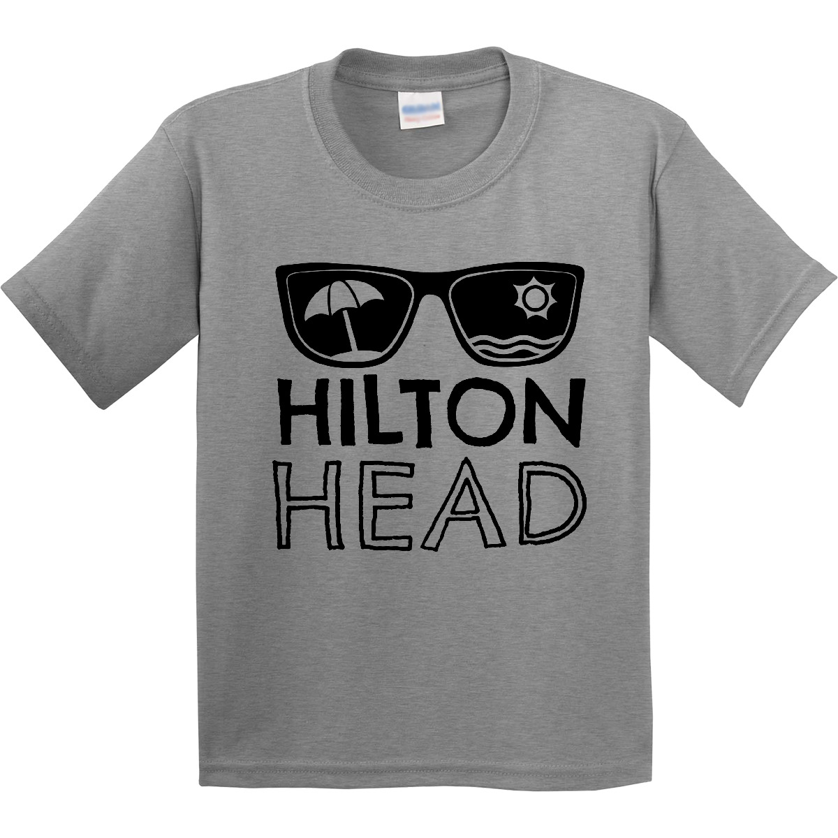 Inktastic Hilton Head Sunglasses With Umbrella And Sun Youth T-Shirt Summer Swim - Picture 3 of 7