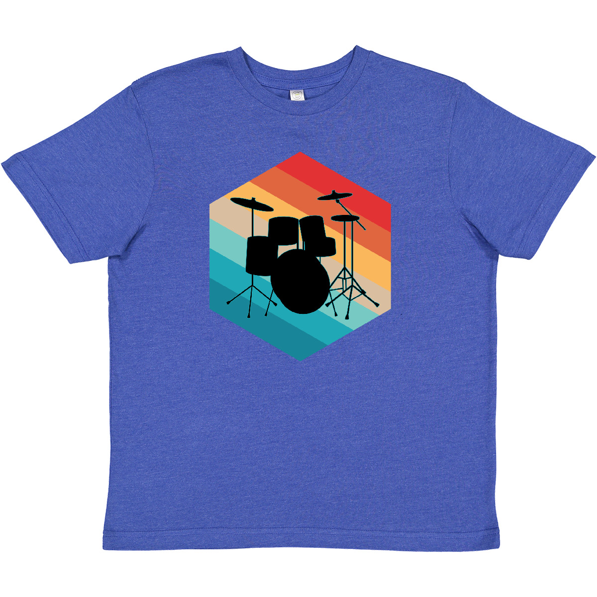 Inktastic Drummer Retro Drum Set Youth T-Shirt Drums Instrument Band Jazz Tee - Picture 6 of 7