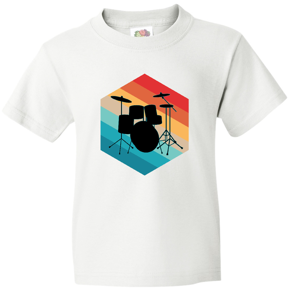 Inktastic Drummer Retro Drum Set Youth T-Shirt Drums Instrument Band Jazz Tee - Picture 7 of 7