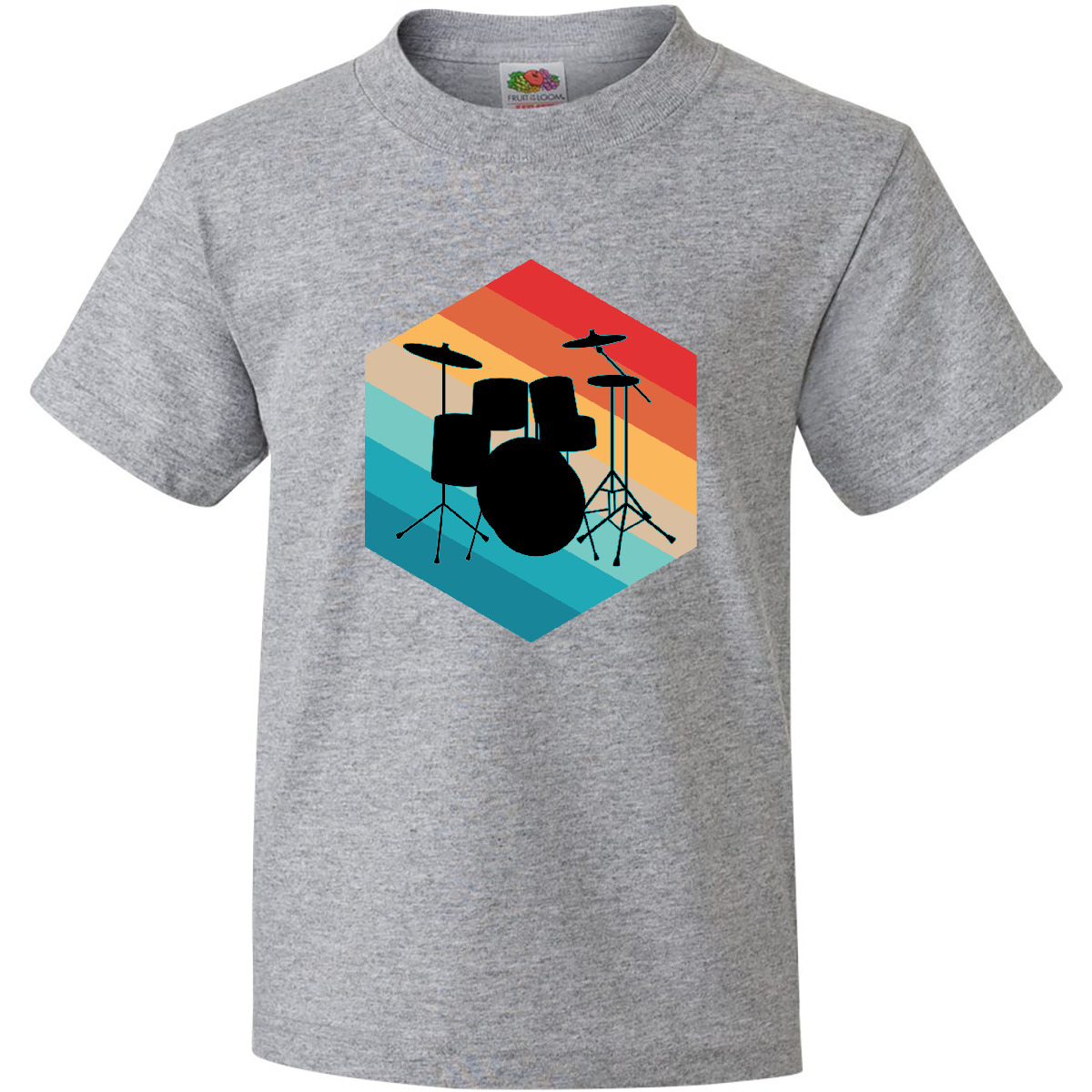 Inktastic Drummer Retro Drum Set Youth T-Shirt Drums Instrument Band Jazz Tee - Picture 3 of 7