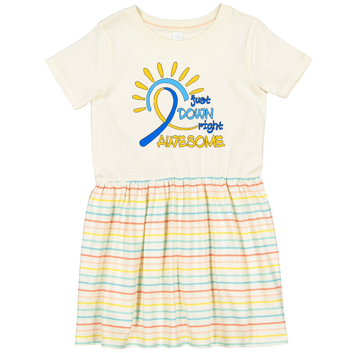 Inktastic Just Down Right Awesome Down Syndrome Awareness Ribbon Toddler Dress - Picture 3 of 7