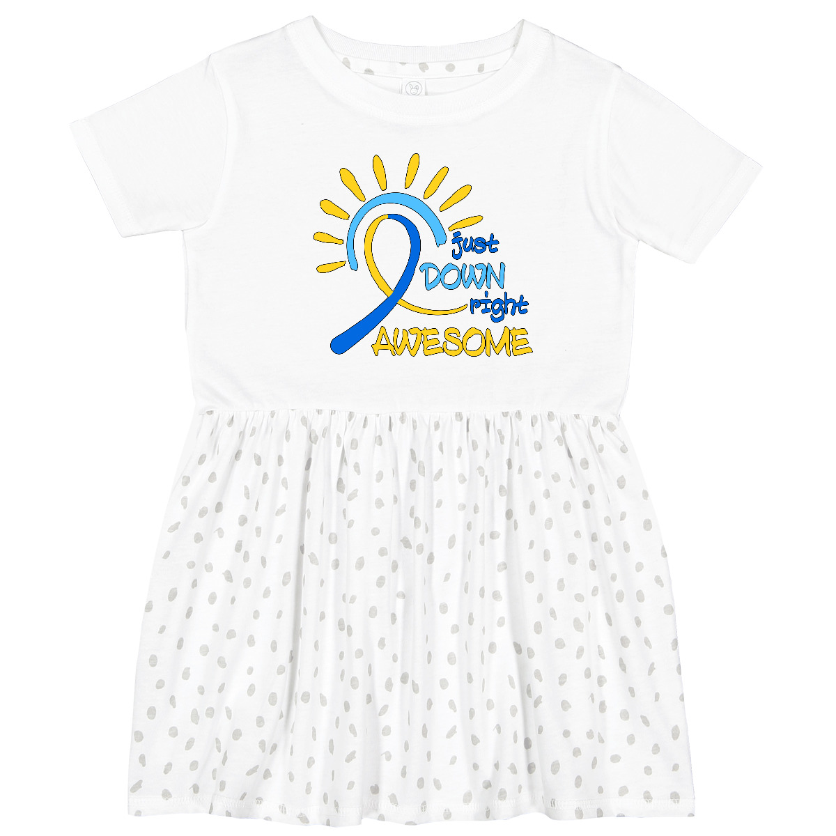 Inktastic Just Down Right Awesome Down Syndrome Awareness Ribbon Toddler Dress - Picture 6 of 7