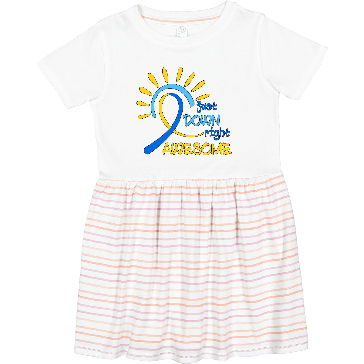 Inktastic Just Down Right Awesome Down Syndrome Awareness Ribbon Toddler Dress - Picture 7 of 7