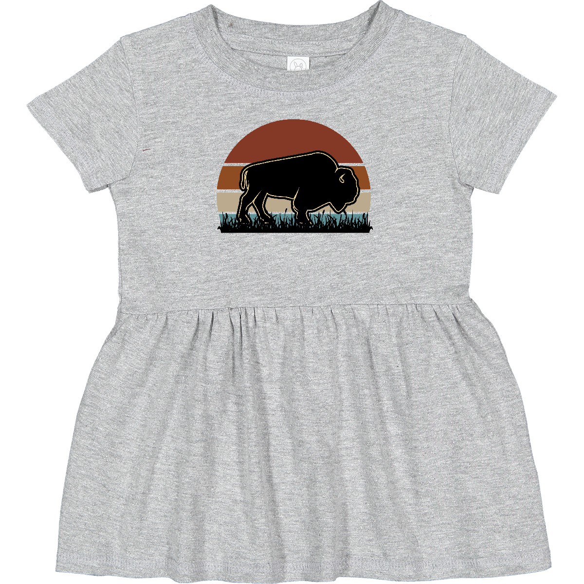 Inktastic Buffalo Retro Sunset Bison Infant Dress Animals West Western Nature